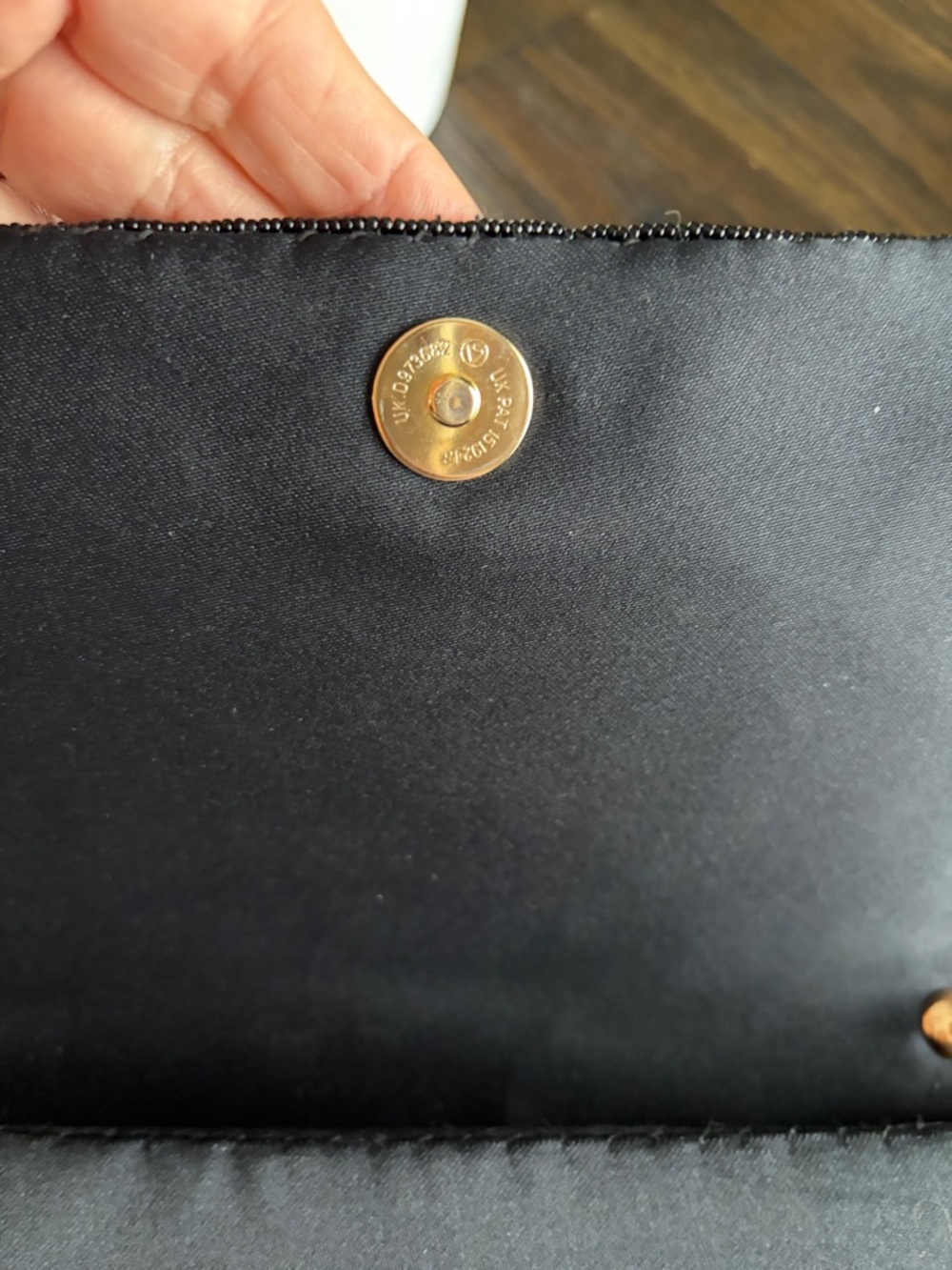 Black Beaded Evening Clutch with Gold Chain Strap - Picture 4 of 7
